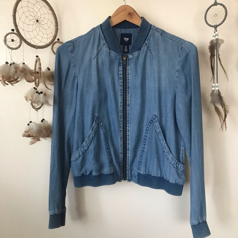*MOVING SALE* Gap chambray denim bomber jacket